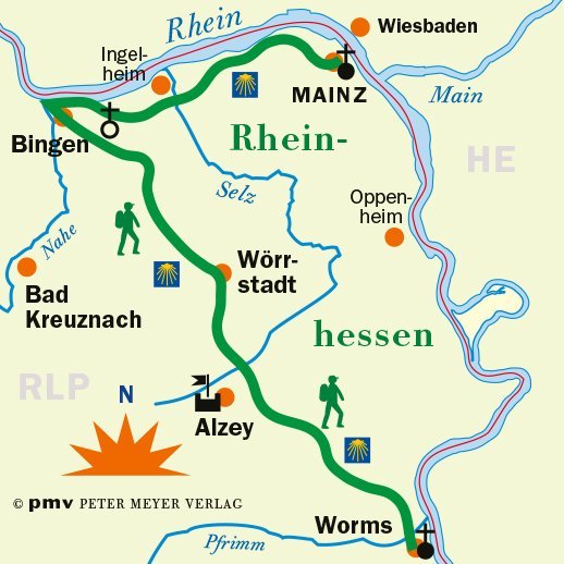 Region Rheinhessen mit Jakobswegen