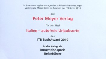 Urkunde ITB BuchAward Innovationspreis